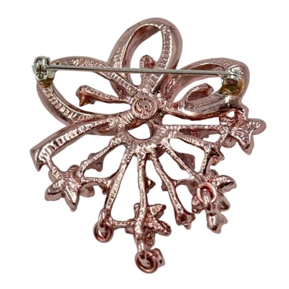 NEW Vintage  ST. JOHN Swarovski Crystals Pin Brooch Pink Flower Signed RARE - Picture 4 of 7